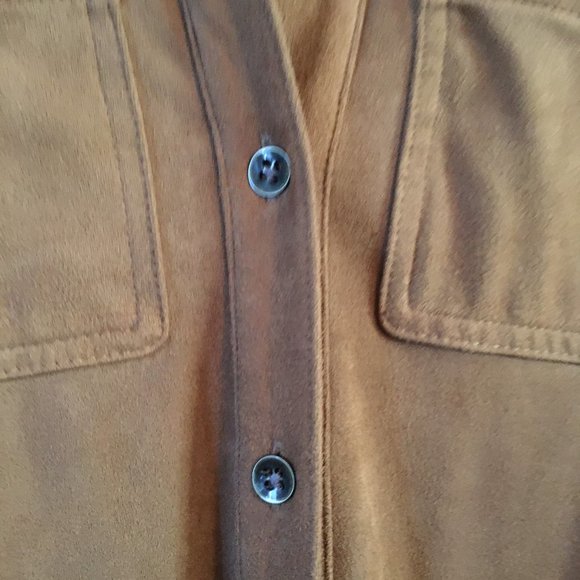 Chaps Soft Faux Suede Equestrian Button Down Dress - Picture 9 of 16